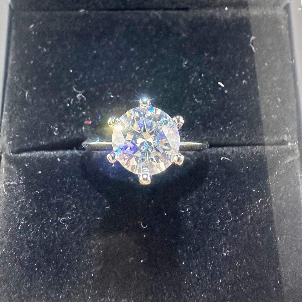 Moissanite Diamond Engagement Ring 6 Prong Wedding Anniversary GRA 18K 925 2 Ct - Picture 3 of 11
